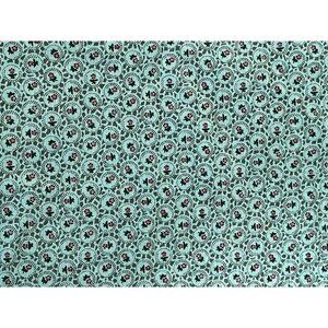 Vintage‎ Cotton Fabric Floral Motif Green and Pink Pattern 44" x 36" (1 YARD)